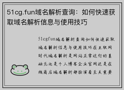 51cg.fun域名解析查询：如何快速获取域名解析信息与使用技巧